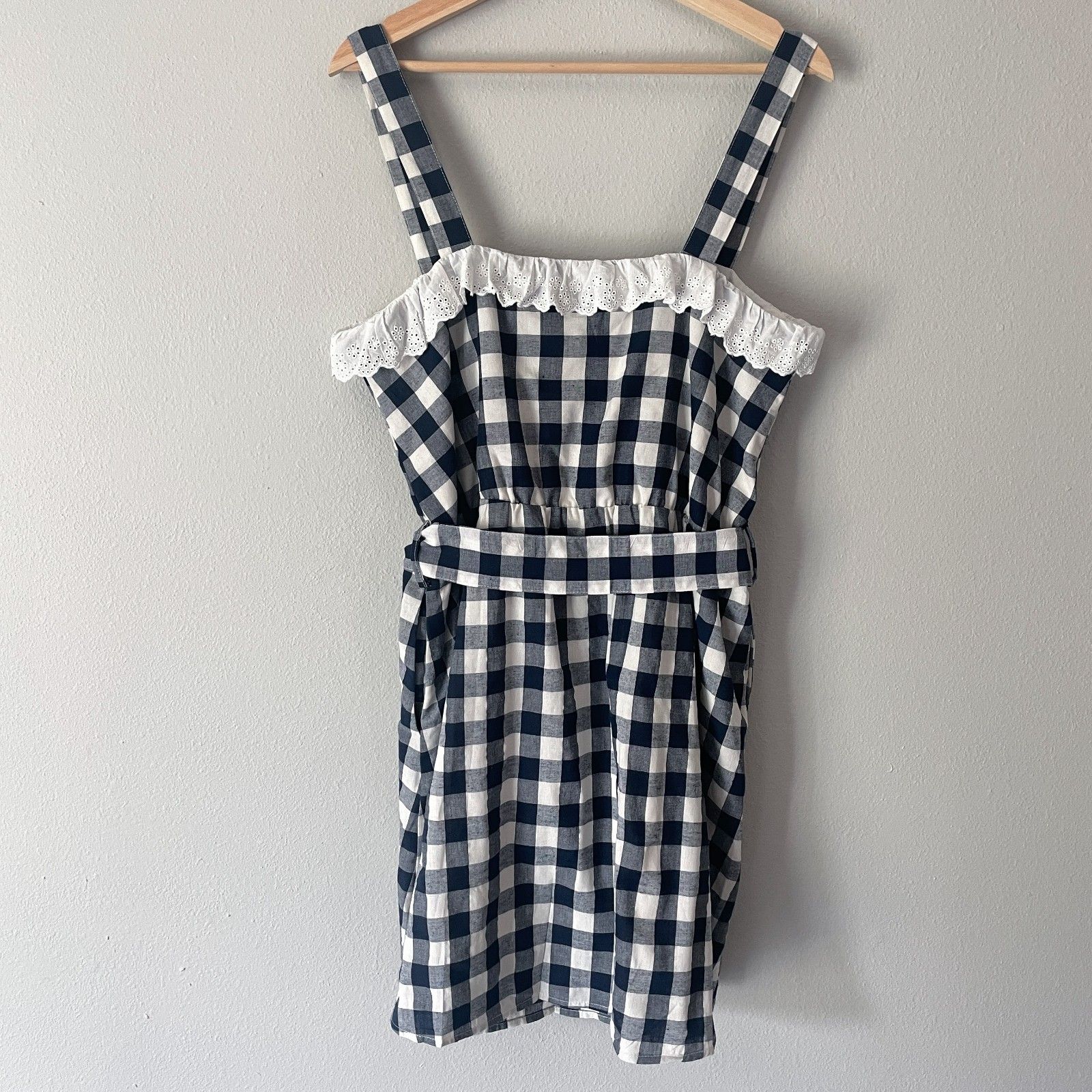 Kiel James Patrick Gingham Eyelet Lace Trim Cotton Dress Size Xl Sleeveless Nwt — image 2 of 8